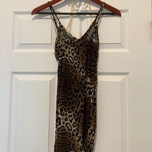 WetSeal Bandage long too animal print with spaghetti straps embellished Rhinesto